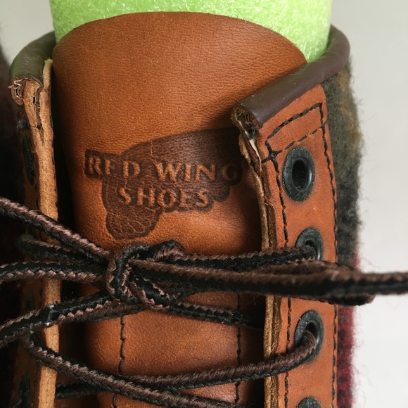 Red Wing x Woolrich Boots Collaboration Brown Classic Work Boot Plaid - Picture 9 of 14